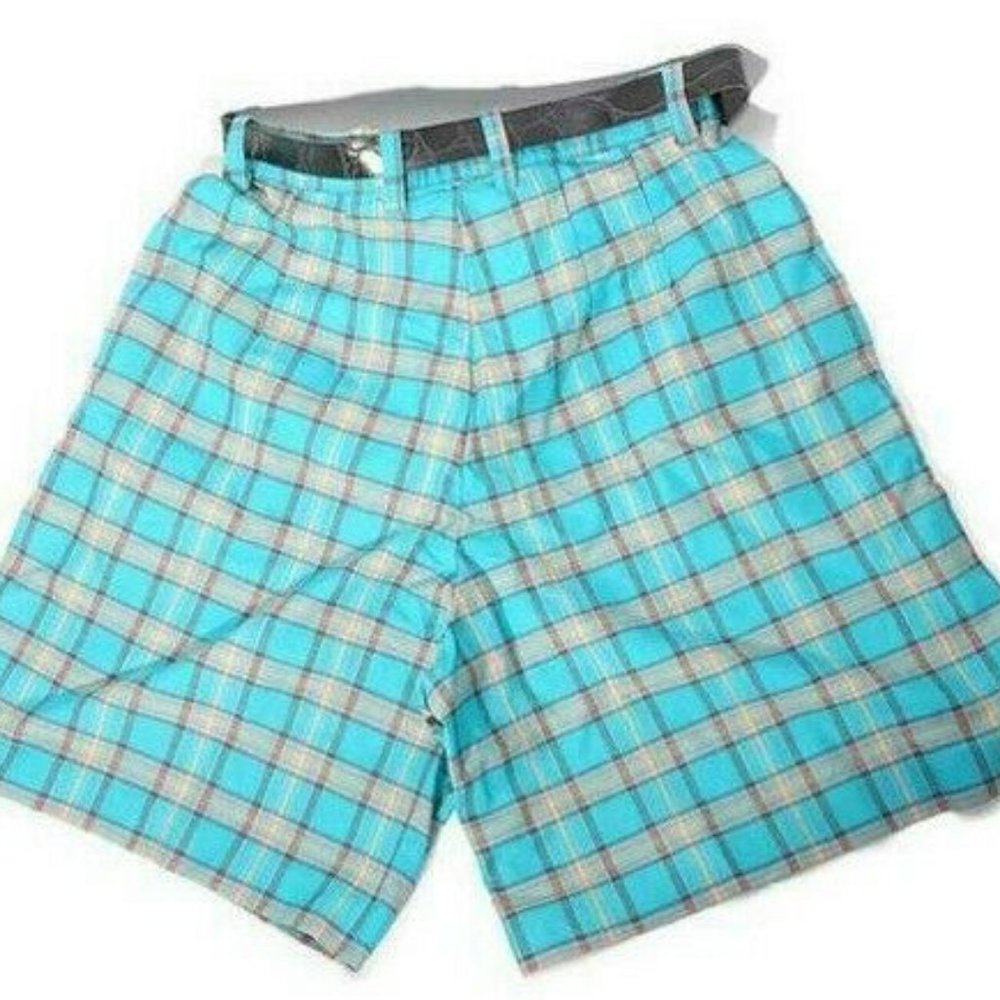 VTG High Waist Shorts Madras Bermuda Plaid Mom 11 - Picture 2 of 7